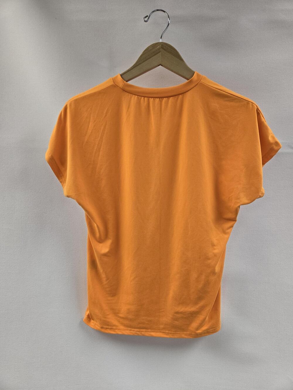 SHEIN Shirt Womens Large Orange Cutout Back Short Sleeve Casual Summer Tee Top